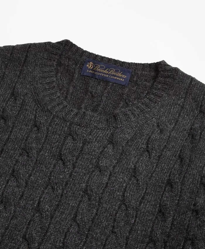 Brooks Brothers Sweaters CableKnit Crewneck Cashmere Sweater Charcoal 8211 Men Brooks Brothers Sweaters CableKnit Crewneck Cashmere Sweater Charcoal 8211 Men