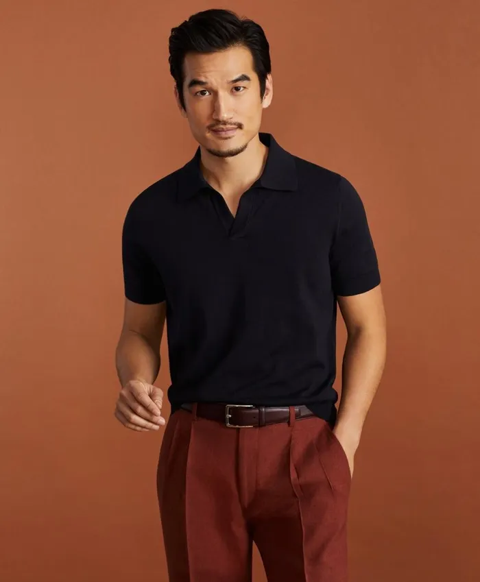 Brooks Brothers Sweaters Golden Fleece 3D Knit FineGauge Buttonless Sea Island Cotton Polo Sweater Navy 8211 Men Brooks Brothers Sweaters Golden Fleece 3D Knit FineGauge Buttonless Sea Island Cotton Polo Sweater Navy 8211 Men