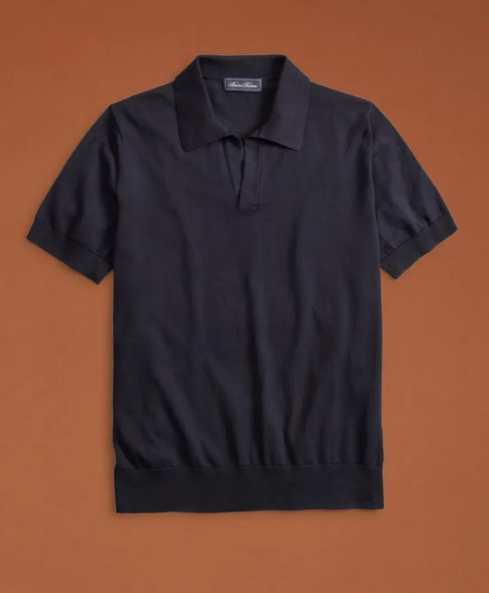 Brooks Brothers Sweaters Golden Fleece 3D Knit FineGauge Buttonless Sea Island Cotton Polo Sweater Navy 8211 Men Brooks Brothers Sweaters Golden Fleece 3D Knit FineGauge Buttonless Sea Island Cotton Polo Sweater Navy 8211 Men