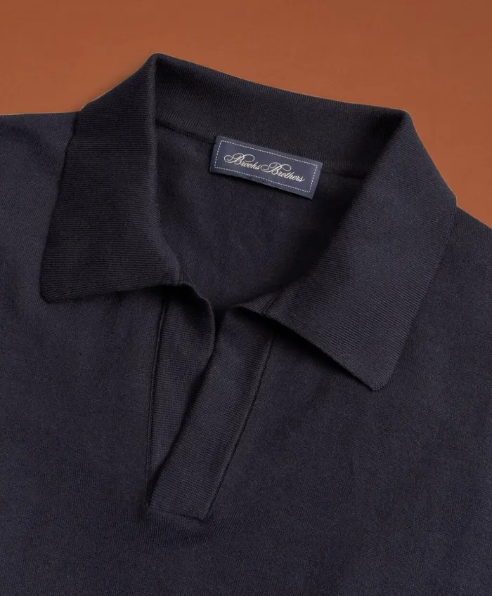 Brooks Brothers Sweaters Golden Fleece 3D Knit FineGauge Buttonless Sea Island Cotton Polo Sweater Navy 8211 Men Brooks Brothers Sweaters Golden Fleece 3D Knit FineGauge Buttonless Sea Island Cotton Polo Sweater Navy 8211 Men