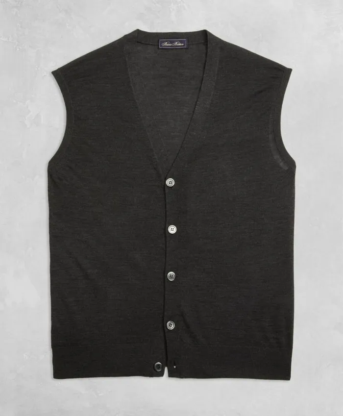 Brooks Brothers Sweaters Golden Fleece 3D Knit FineGauge Merino Button Vest Charcoal Heather 8211 Men Brooks Brothers Sweaters Golden Fleece 3D Knit FineGauge Merino Button Vest Charcoal Heather 8211 Men