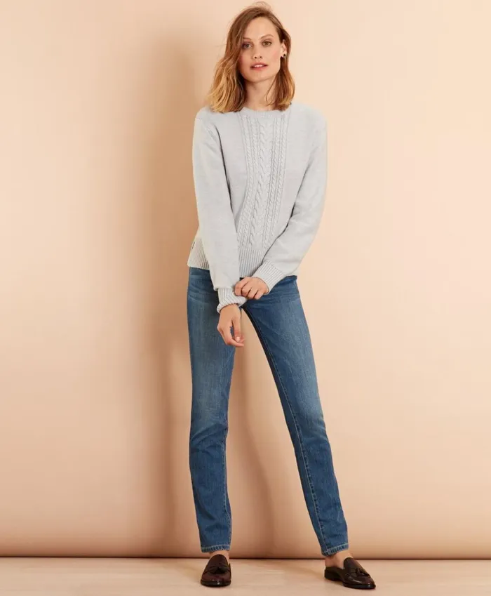 Brooks Brothers Sweaters WoolCotton CableKnit Sweater Grey 8211 Women Brooks Brothers Sweaters WoolCotton CableKnit Sweater Grey 8211 Women