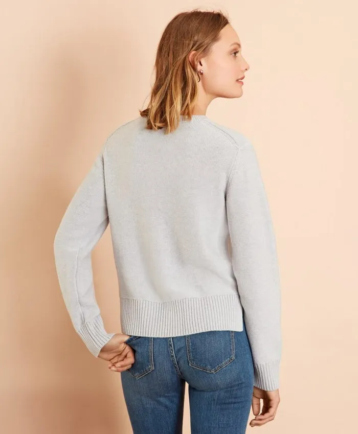 Brooks Brothers Sweaters WoolCotton CableKnit Sweater Grey 8211 Women Brooks Brothers Sweaters WoolCotton CableKnit Sweater Grey 8211 Women