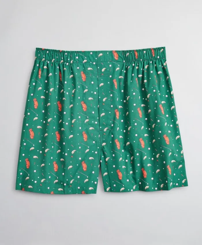 Brooks Brothers Underwear and Socks Traditional Fit Golf Motif Boxers Green 8211 Men