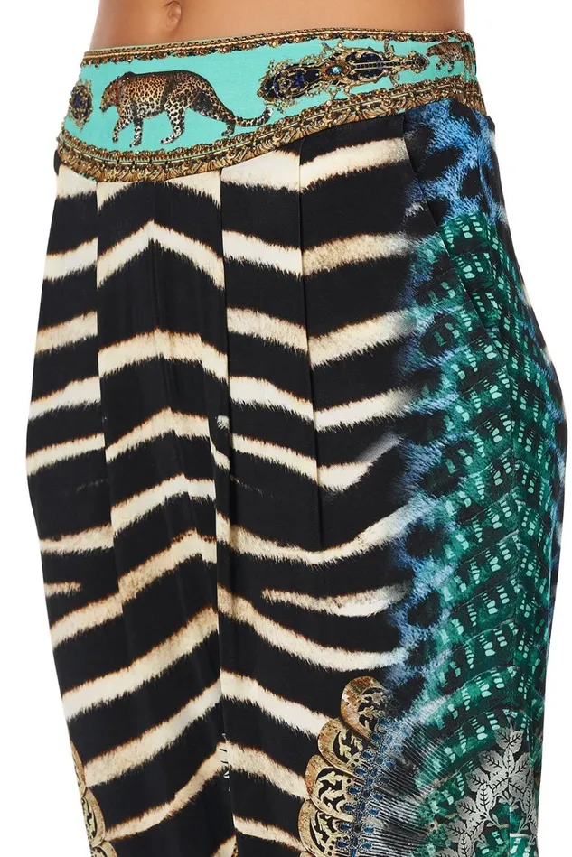 Camilla Extended Sizes Women Harem Pants With Front Pleats Animal Army