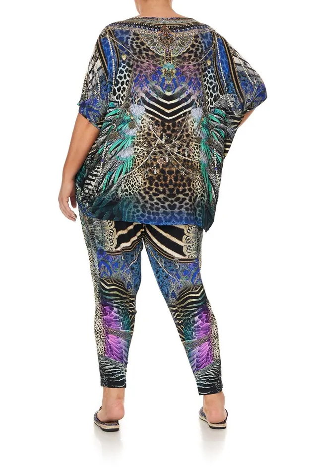 Camilla Extended Sizes Women Harem Pants With Front Pleats Animal Army