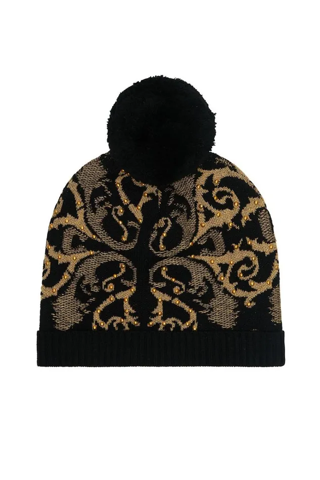 Camilla Hats And Hair Accessories Women Knit Beanie With Pom Pom Solid Black
