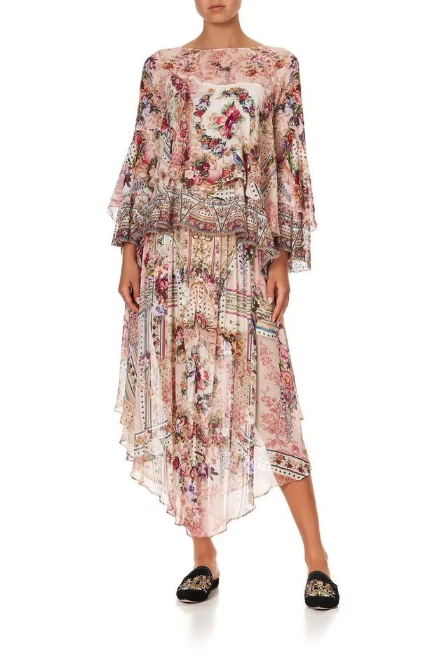 Camilla Modest Clothing Women Flared Layered Blouse Summoned By A Rose