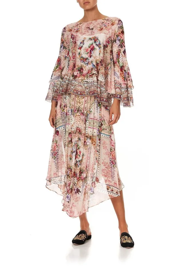 Camilla Modest Clothing Women Flared Layered Blouse Summoned By A Rose