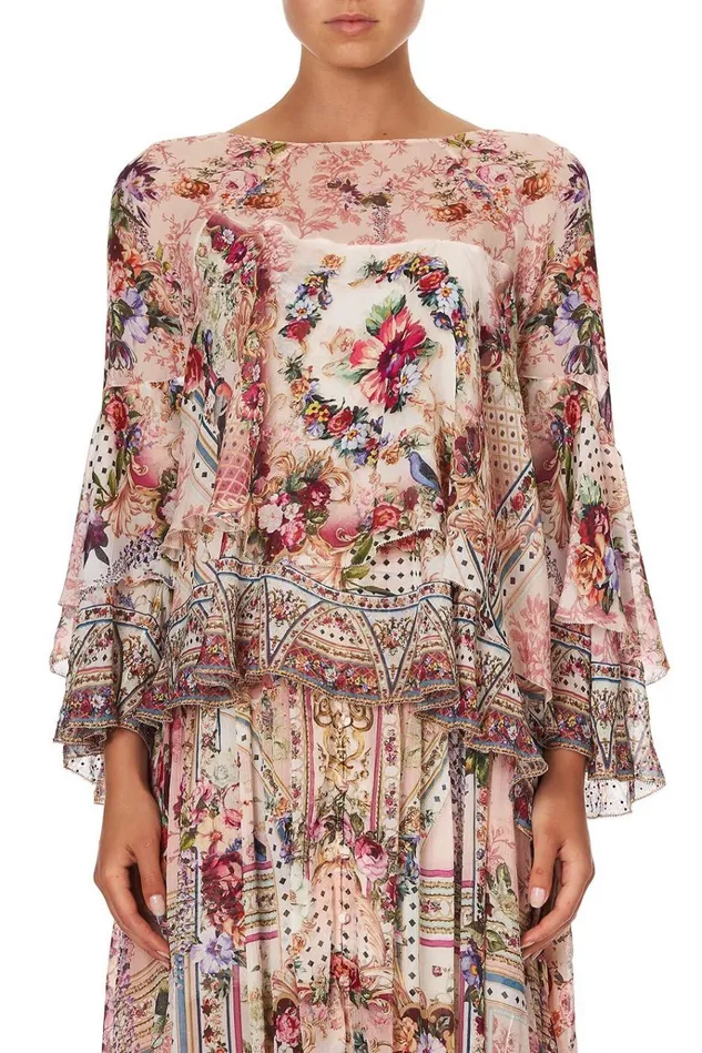 Camilla Modest Clothing Women Flared Layered Blouse Summoned By A Rose
