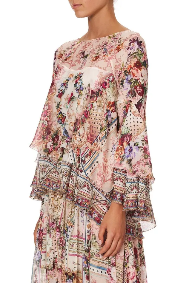 Camilla Modest Clothing Women Flared Layered Blouse Summoned By A Rose