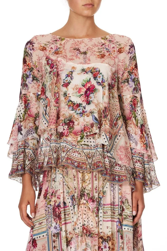 Camilla Modest Clothing Women Flared Layered Blouse Summoned By A Rose