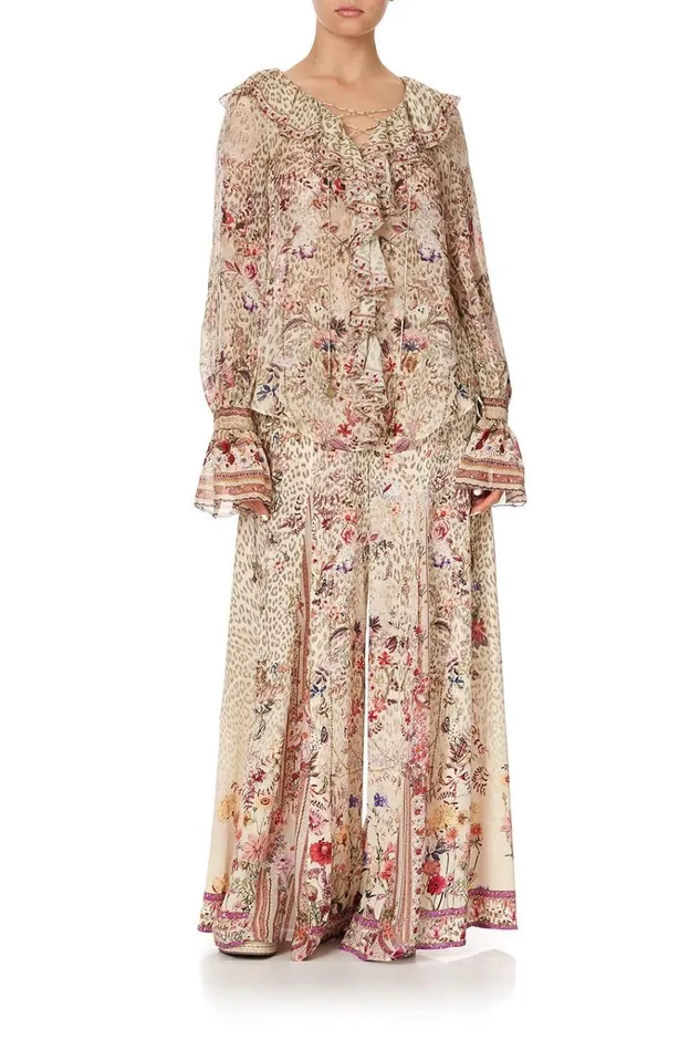 Camilla Modest Clothing Women Lace Up Ruffle Blouse Drifting Dreamer