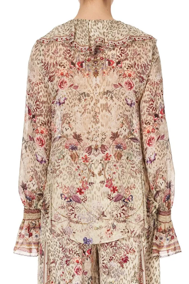 Camilla Modest Clothing Women Lace Up Ruffle Blouse Drifting Dreamer