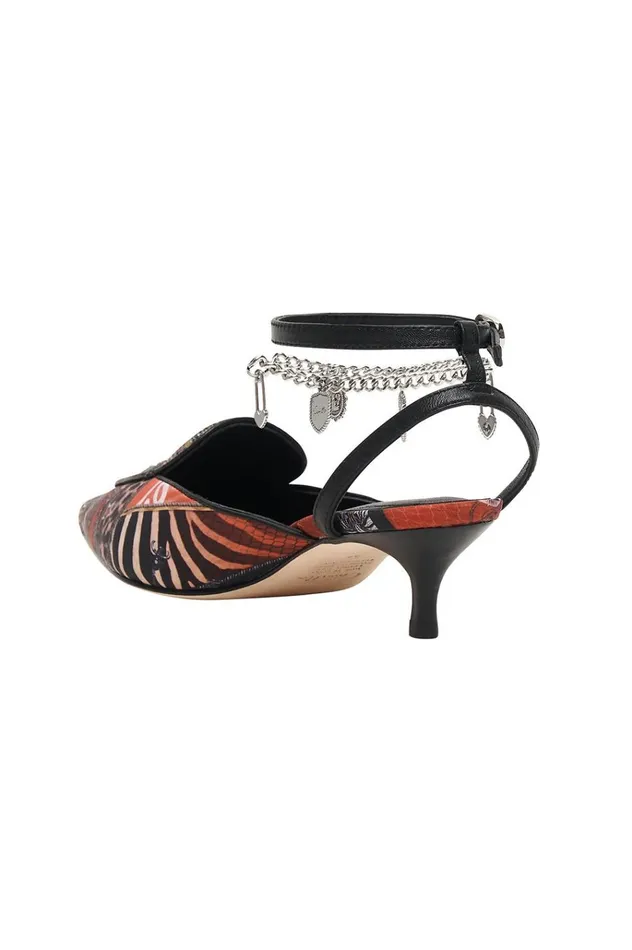 Camilla Shoes Women Kitten Heel Loafer With Anklet London Calling