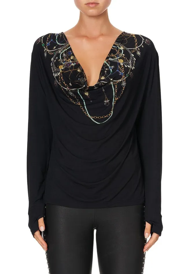 Camilla Tees Women Cowl Back Long Sleeve Tee Punk Of Primrose