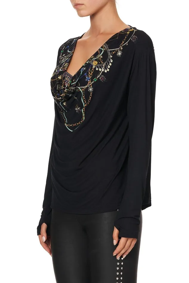 Camilla Tees Women Cowl Back Long Sleeve Tee Punk Of Primrose