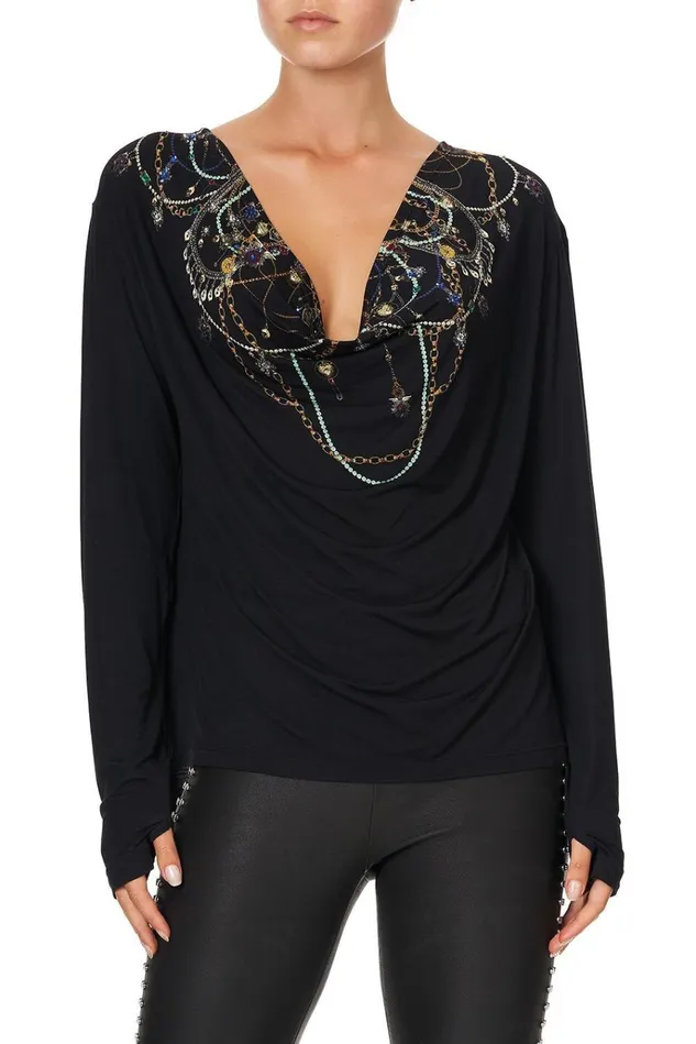 Camilla Tees Women Cowl Back Long Sleeve Tee Punk Of Primrose