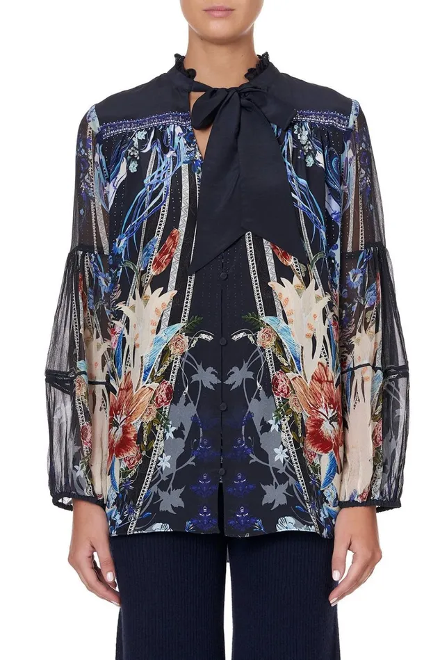 Camilla Tops Women Blouse With Yoke And Neck Tie Mare Mystique