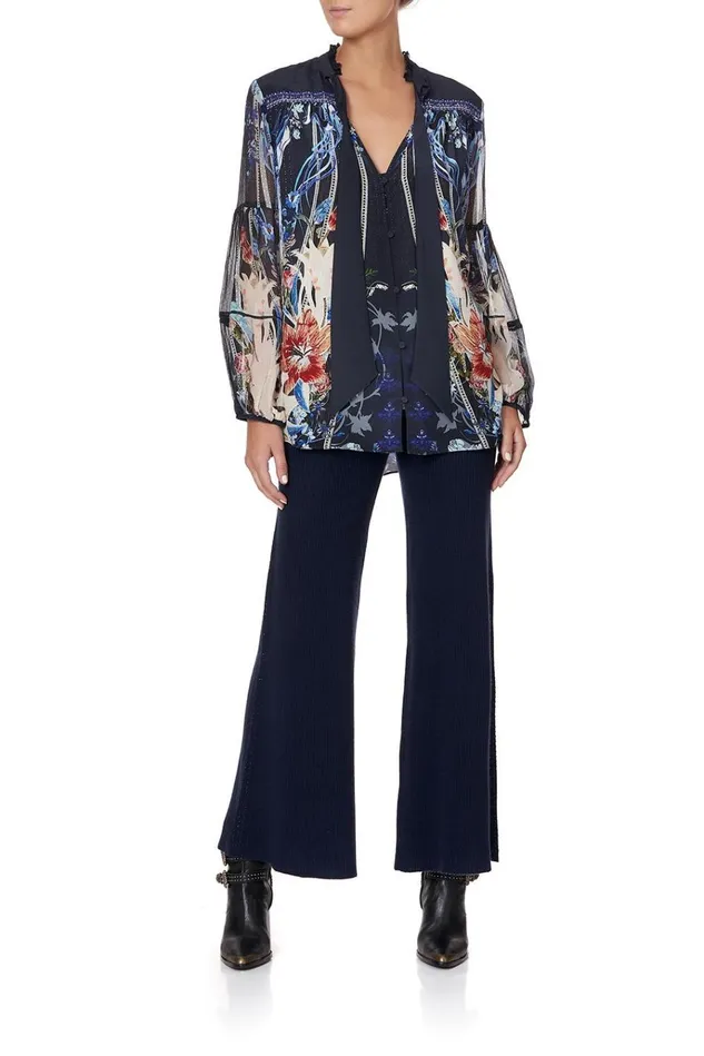Camilla Tops Women Blouse With Yoke And Neck Tie Mare Mystique
