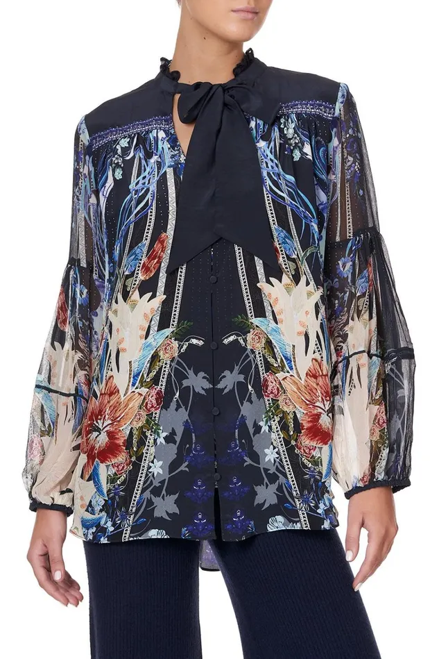 Camilla Tops Women Blouse With Yoke And Neck Tie Mare Mystique
