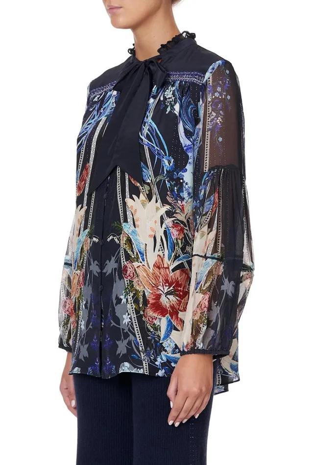 Camilla Tops Women Blouse With Yoke And Neck Tie Mare Mystique