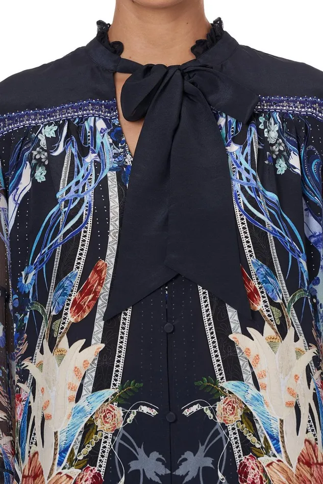 Camilla Tops Women Blouse With Yoke And Neck Tie Mare Mystique