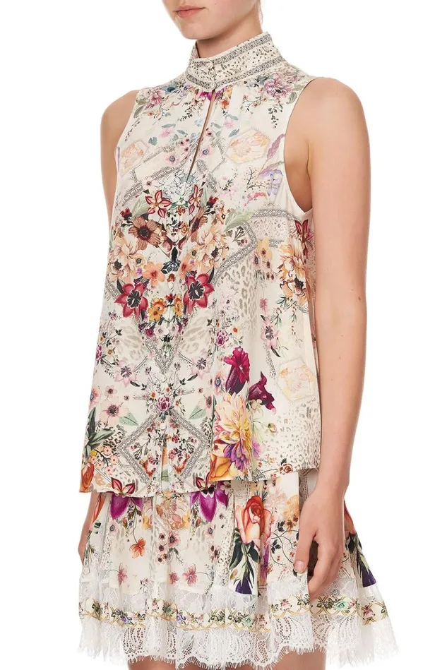 Camilla Tops Women High Neck Gathered Cami Sew In Love