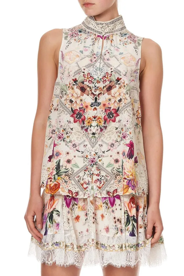 Camilla Tops Women High Neck Gathered Cami Sew In Love