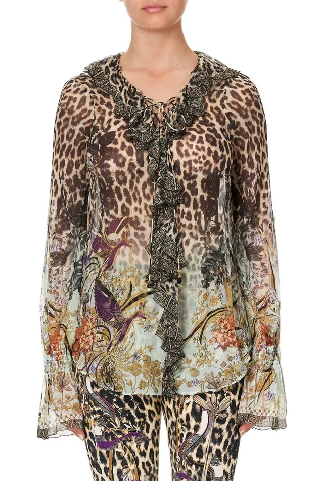 Camilla Tops Women Lace Up Ruffle Blouse Nomadic Nymph