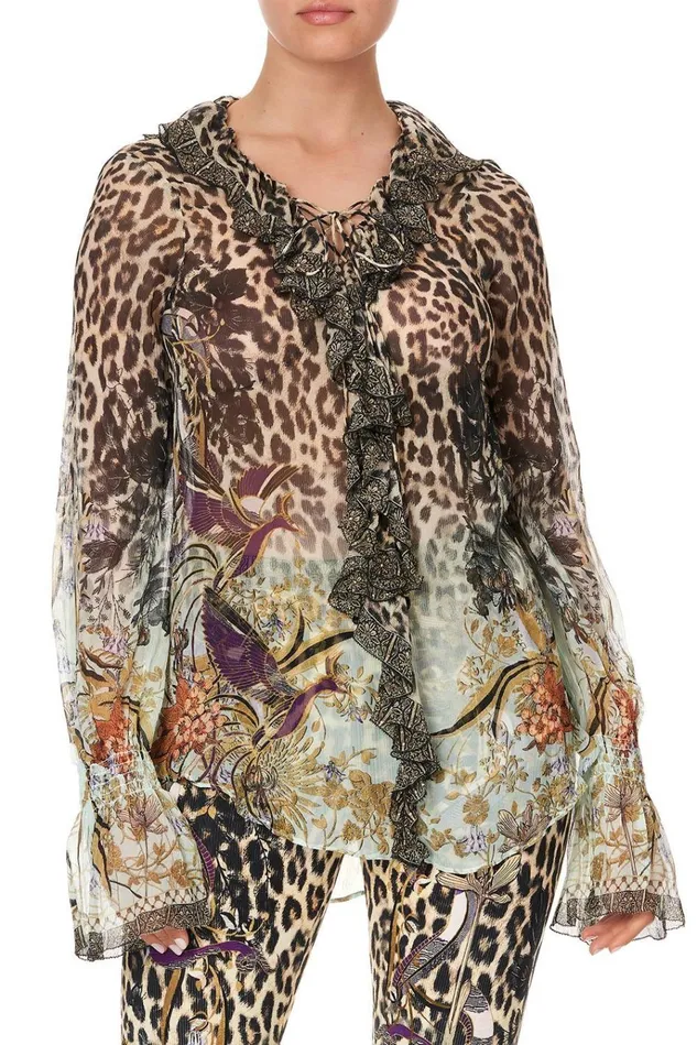 Camilla Tops Women Lace Up Ruffle Blouse Nomadic Nymph