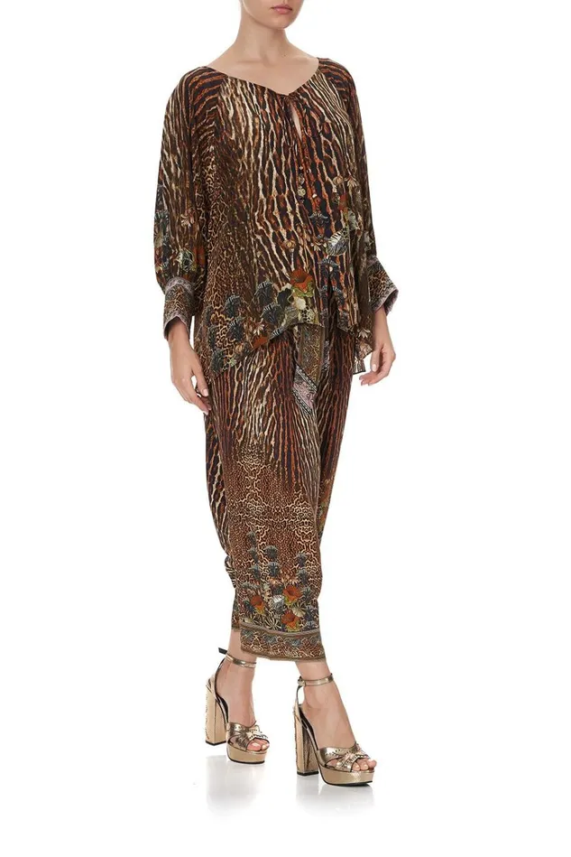 Camilla Tops Women Raglan Sleeve Button Up Top Wild Azal