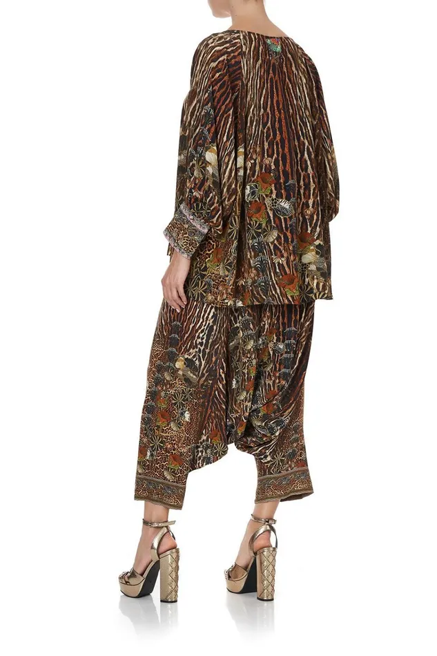 Camilla Tops Women Raglan Sleeve Button Up Top Wild Azal