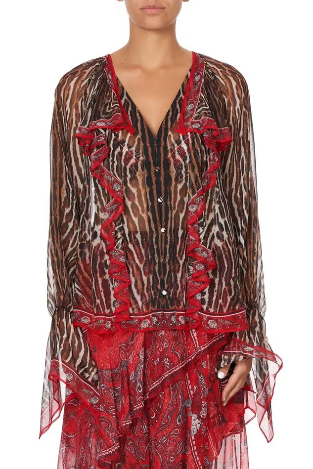 Camilla Tops Women Ruffle Front Blouse Pirate Punk