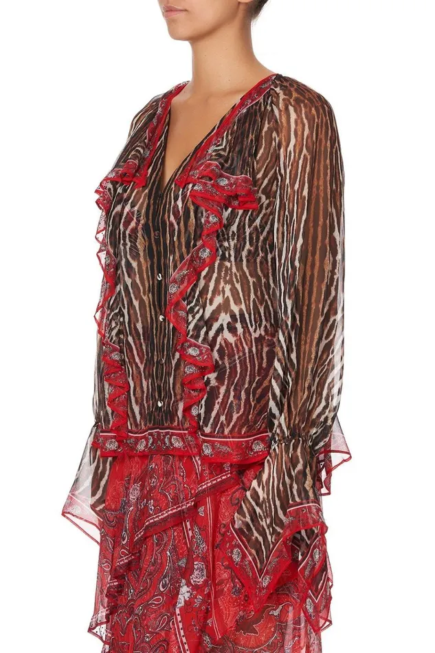 Camilla Tops Women Ruffle Front Blouse Pirate Punk