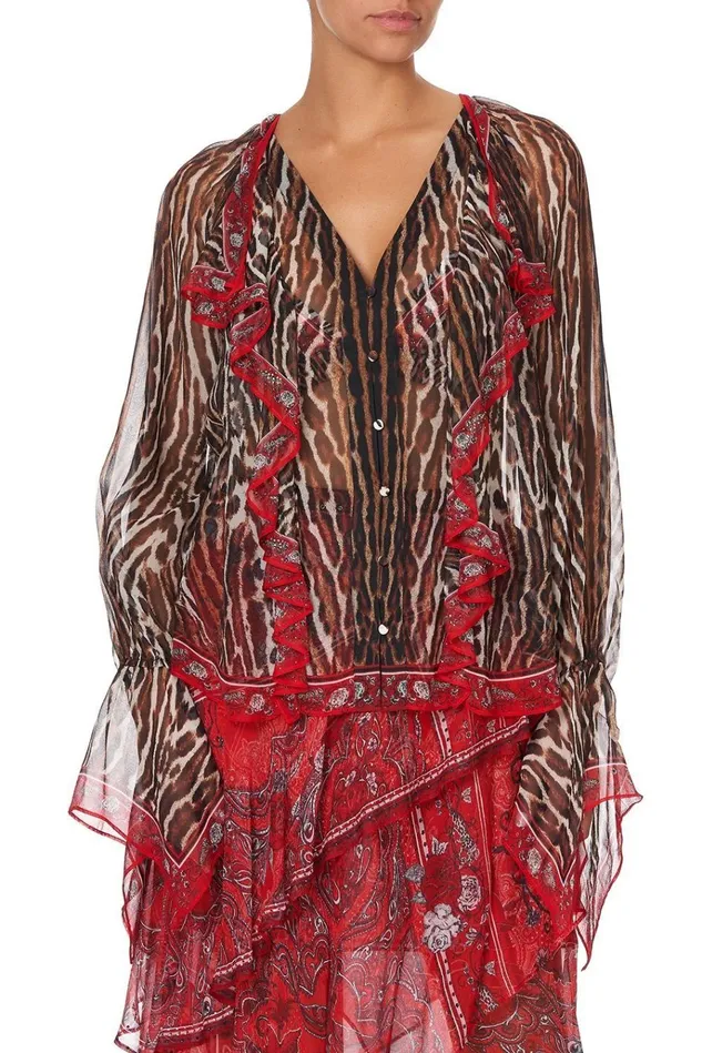 Camilla Tops Women Ruffle Front Blouse Pirate Punk