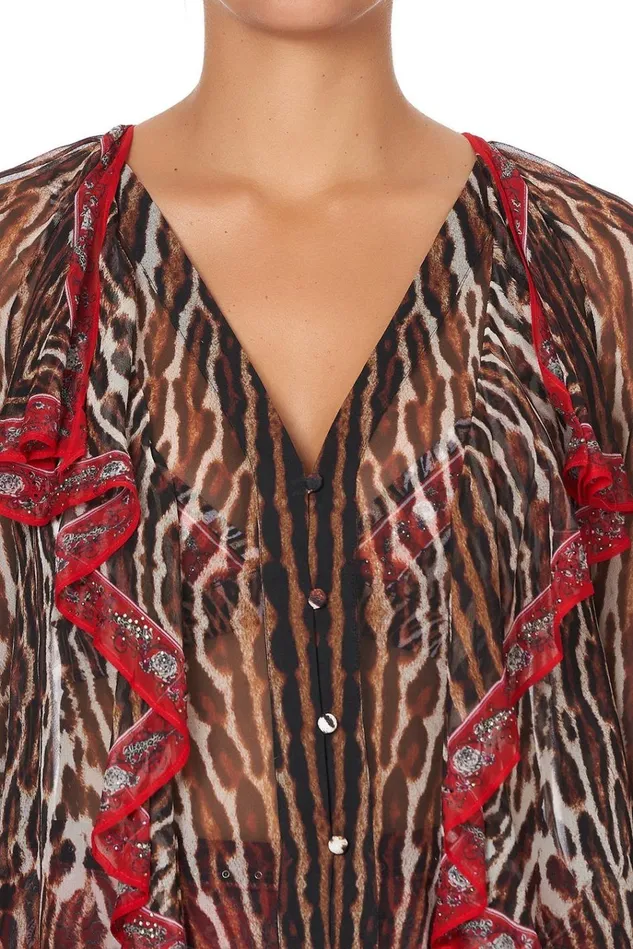 Camilla Tops Women Ruffle Front Blouse Pirate Punk