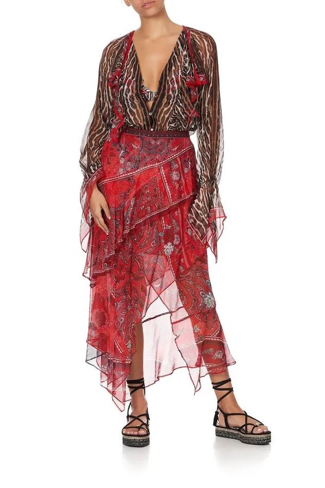 Camilla Tops Women Ruffle Front Blouse Pirate Punk