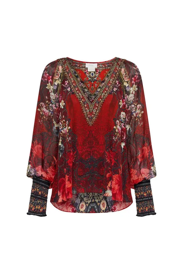 Camilla Tops Women Shirred Cuff Blouse Stories Of A Station