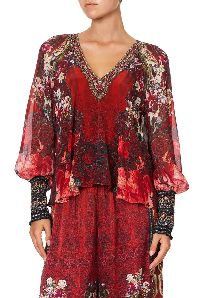 Camilla Tops Women Shirred Cuff Blouse Stories Of A Station