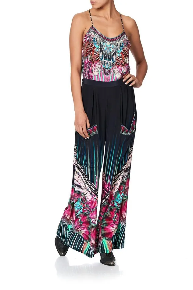 Camilla Trousers and Leggings Women Wide Leg Trouser With Front Pockets Rainbow Eyes