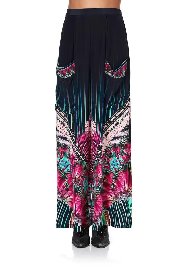 Camilla Trousers and Leggings Women Wide Leg Trouser With Front Pockets Rainbow Eyes