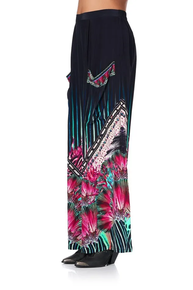 Camilla Trousers and Leggings Women Wide Leg Trouser With Front Pockets Rainbow Eyes