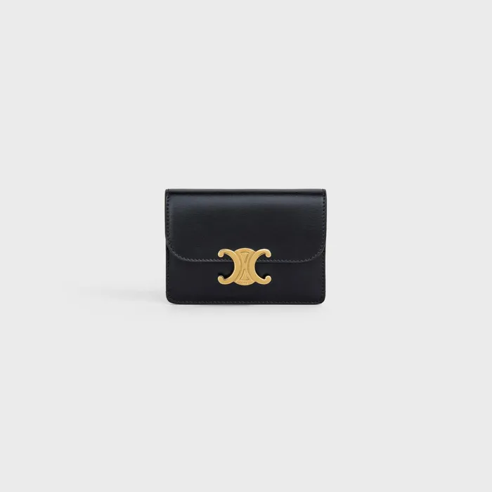 Card Holder With Flap Triomphe In Shiny Calfskin Black Women CELINE CARD HOLDERS Card Holder With Flap Triomphe In Shiny Calfskin Black Women CELINE CARD HOLDERS
