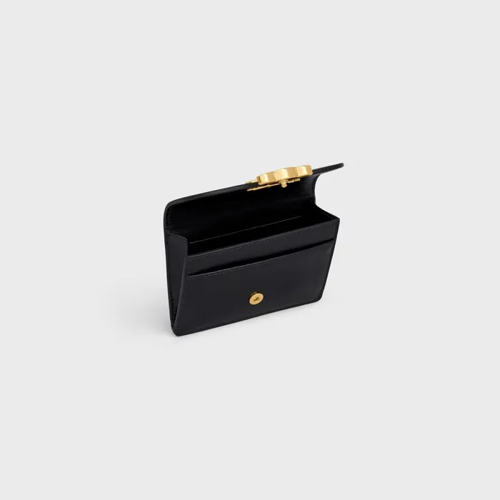 Card Holder With Flap Triomphe In Shiny Calfskin Black Women CELINE CARD HOLDERS Card Holder With Flap Triomphe In Shiny Calfskin Black Women CELINE CARD HOLDERS