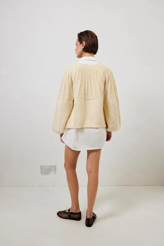 Cardigans Women VRG GRL Riley Knit Cardigan Cream Cardigans Women VRG GRL Riley Knit Cardigan Cream