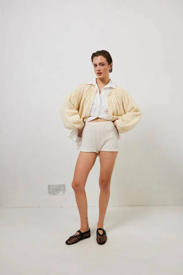 Cardigans Women VRG GRL Riley Knit Cardigan Cream Cardigans Women VRG GRL Riley Knit Cardigan Cream