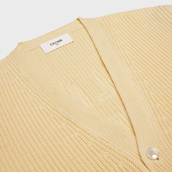 Celine College Cardigan In Cotton Ecrublack Men CELINE KNITWEAR