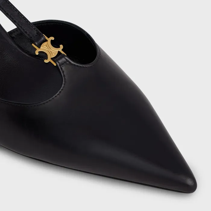 Celine Kitten Triomphe TBar Strap Pump In Calfskin Black Women CELINE PUMPS