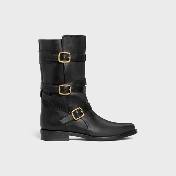Celine Lyra Triple Buckles Boot In Calfskin Black Women CELINE BOOTS AND ANKLE BOOTS Celine Lyra Triple Buckles Boot In Calfskin Black Women CELINE BOOTS AND ANKLE BOOTS
